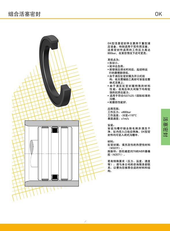 派克OK型活塞密封