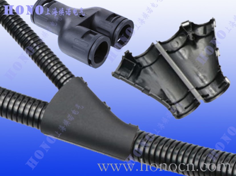 尼龍波紋軟管Y型接頭 塑料軟管T型三通 尼龍波紋軟管Y型三通快速接頭