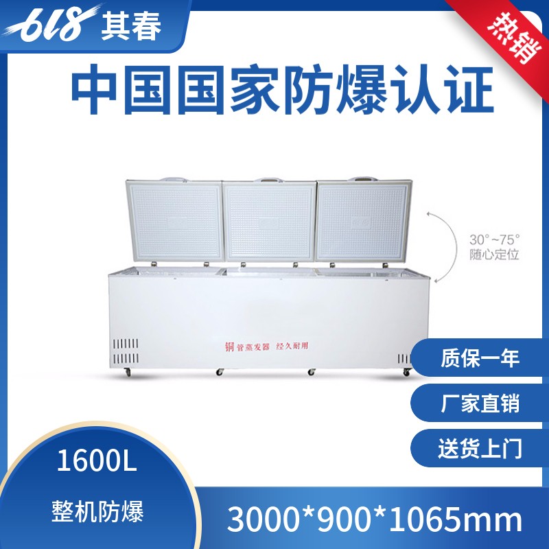大容積臥式防爆冰柜BL-W1600/2000L帶鎖電子溫度控制