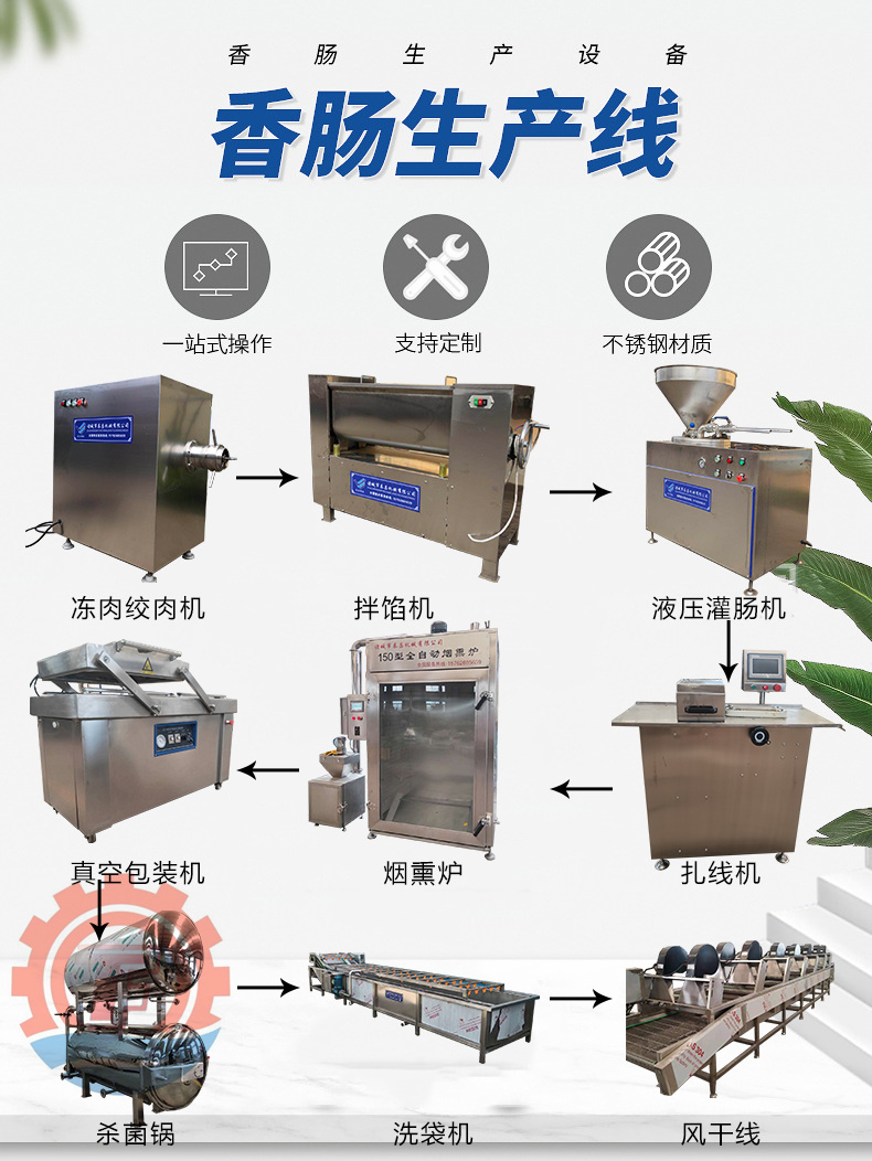 紅腸設(shè)備 風干臘腸生產(chǎn)線 香腸流水線 腸制作機器
