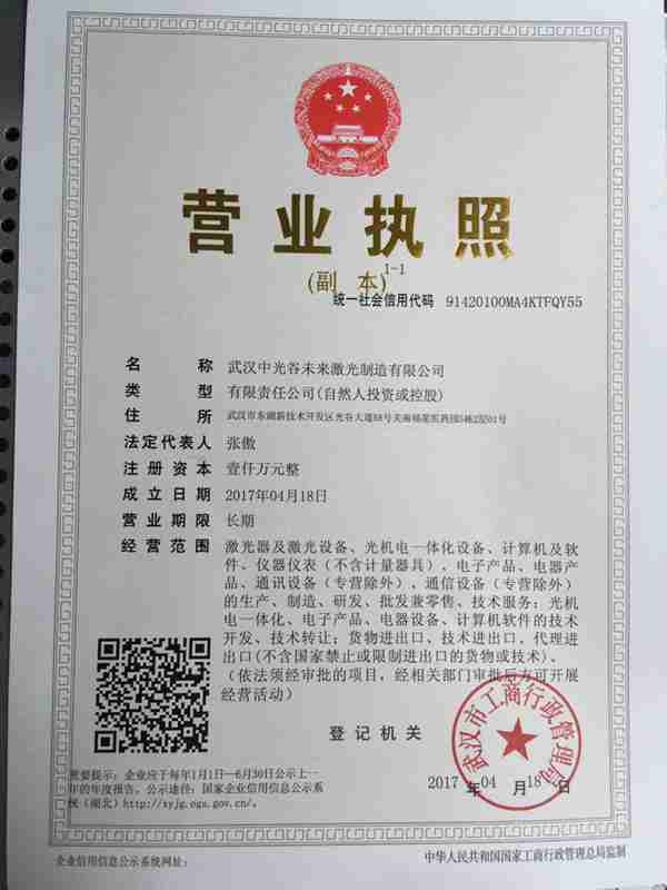 武漢中光谷未來激光制造有限公司