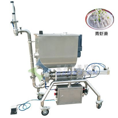 鮮美來(lái)蝦滑灌裝機(jī)/半自動(dòng)墨魚(yú)滑灌裝機(jī)/手打魚(yú)滑灌裝機(jī)