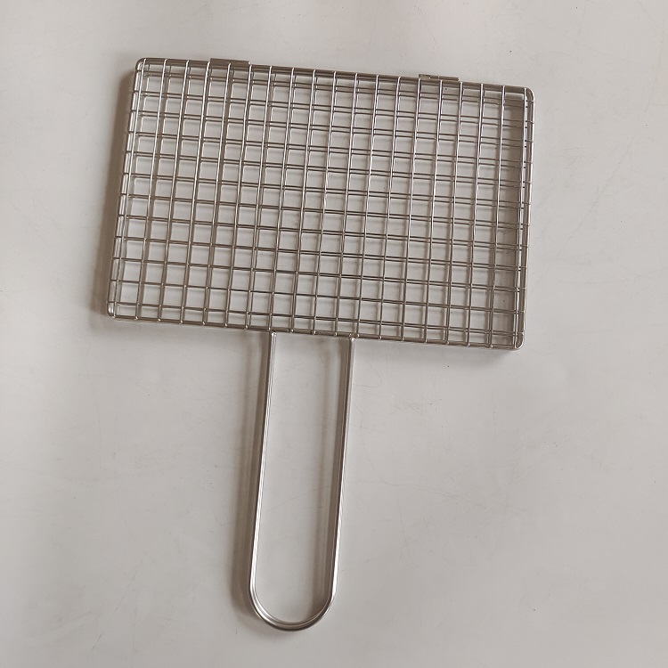 不銹鋼燒烤網(wǎng)夾帶把手 蔬菜夾板烤肉網(wǎng)夾 圓形長方形可定做