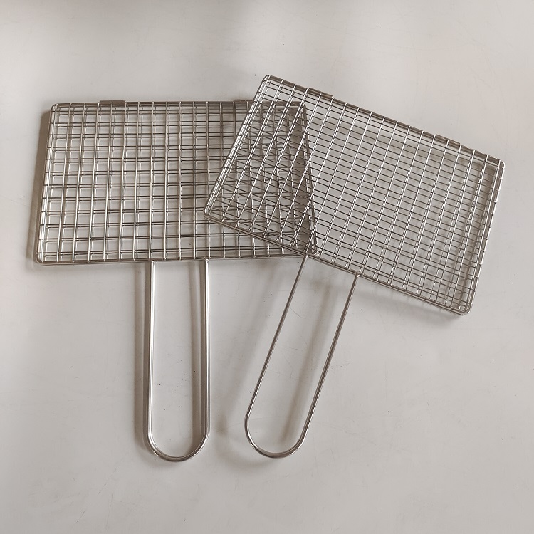 不銹鋼燒烤網夾帶把手 蔬菜夾板烤肉網夾 圓形長方形可定做