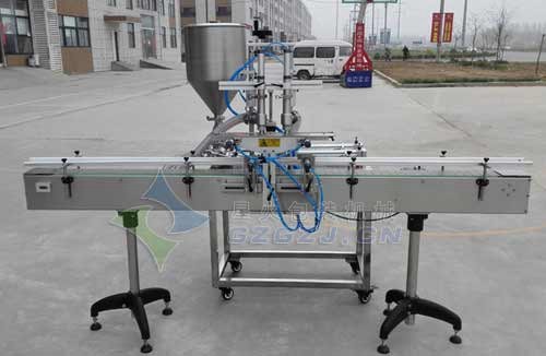 星火風(fēng)味玫瑰醬灌裝機(jī)：雙頭灌裝、大顆粒醬料